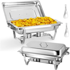 Hinsinc Stainless Steel Chafer Chafing Dish Sets Bain Marie 9L Food Warmers in Silver Size: 2 Pack Silver 2 Pack Hinsinc Stainless Steel Chafer Chafing Dish Sets Bain Marie 9L Food Warmers in Silver Size: 2 Pack Silver 2 Pack