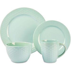 Bread + Butter 16 Piece Honeycomb Stoneware Dinner Set - Green Green Bread + Butter 16 Piece Honeycomb Stoneware Dinner Set - Green Green