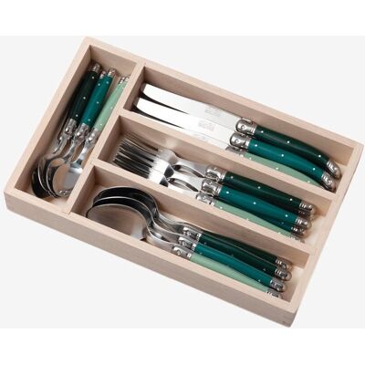 Laguiole 24 Piece Cutlery Set in Wooden Presentation Tray in Dark Green Dark Green Laguiole 24 Piece Cutlery Set in Wooden Presentation Tray in Dark Green Dark Green