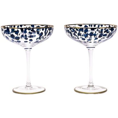 Frida Set of 2 Leopard Print Cocktail Glasses in Clear Clear Frida Set of 2 Leopard Print Cocktail Glasses in Clear Clear