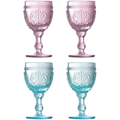 Orsina Elegant Set Of Four Pink & Blue Glasses, Practical Champagne Glasses, Durable Drink Glasses For House Multicolor Orsina Elegant Set Of Four Pink & Blue Glasses, Practical Champagne Glasses, Durable Drink Glasses For House Multicolor