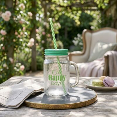 Orsina Happy Days Square Mason Jar Mug in Green Green Orsina Happy Days Square Mason Jar Mug in Green Green