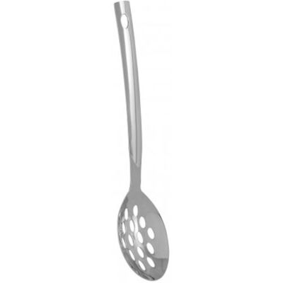 Orsina Shiny Copper Finish Slotted Spoon, Unique Stainless Steel Holed Spoon, Luxe Slotted Spoon With Long Handle in Silver Silver Orsina Shiny Copper Finish Slotted Spoon, Unique Stainless Steel Holed Spoon, Luxe Slotted Spoon With Long Handle in Silver Silver