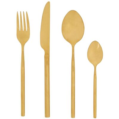 Orsina Modern Retro 16 Pc Gold Finish Cutlery Set Gold Orsina Modern Retro 16 Pc Gold Finish Cutlery Set Gold