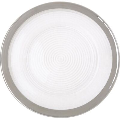 Orsina Ida 33cm Embossed Charger Plate With Silver Rim in Clear Clear Orsina Ida 33cm Embossed Charger Plate With Silver Rim in Clear Clear