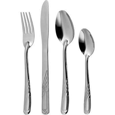 Orsina Comfortable Grip 16 Pc Cutlery Set, Stainless Steel Spon & Fork Set, Elegant Design Serving Spoon Set in Silver Silver Orsina Comfortable Grip 16 Pc Cutlery Set, Stainless Steel Spon & Fork Set, Elegant Design Serving Spoon Set in Silver Silver