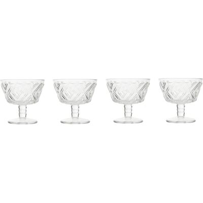 Orsina Sturdy Set Of Four Clear Dessert Dishes, Embossed Sundae Bowls For Snacks, Mini Dessert Cups For Pudding Clear Orsina Sturdy Set Of Four Clear Dessert Dishes, Embossed Sundae Bowls For Snacks, Mini Dessert Cups For Pudding Clear