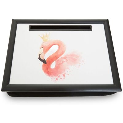 Orsina Cushioned Base Queen Flamingo Lap Tray with Ipad Holder, Stylish Tray For Bedroom, Raised Rim Kitchen Tray in White White Orsina Cushioned Base Queen Flamingo Lap Tray with Ipad Holder, Stylish Tray For Bedroom, Raised Rim Kitchen Tray in White White