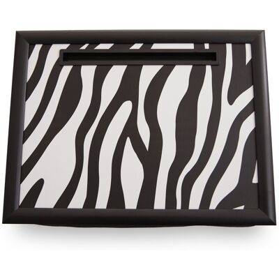 Orsina Stylish Mono Zebra Lap Tray With Ipad Holder, Cushioned Base Tray For Bedroom, Raised Rim Kitchen Tray in Black Black Orsina Stylish Mono Zebra Lap Tray With Ipad Holder, Cushioned Base Tray For Bedroom, Raised Rim Kitchen Tray in Black Black