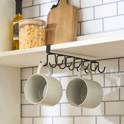 OHS Under Shelf Mug Organiser Storage Hook Hanger Rack in Black Size: 12 Hooks Black 12 Hooks OHS Under Shelf Mug Organiser Storage Hook Hanger Rack in Black Size: 12 Hooks Black 12 Hooks