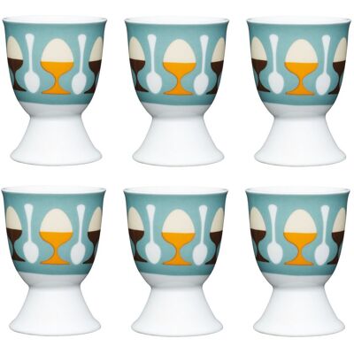 KitchenCraft Set Of 6 Retro Egg Cups in Light Blue Light Blue KitchenCraft Set Of 6 Retro Egg Cups in Light Blue Light Blue