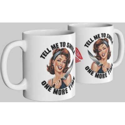 Simply Stunning Mugs Handcrafted Ceramic Mug - 'Tell Me to Smile One More Time' in White White Simply Stunning Mugs Handcrafted Ceramic Mug - 'Tell Me to Smile One More Time' in White White