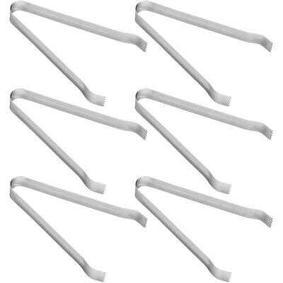 Rink Drink Stainless Steel Ice Tongs - 16cm - Silver - Pack of 6 Silver Rink Drink Stainless Steel Ice Tongs - 16cm - Silver - Pack of 6 Silver