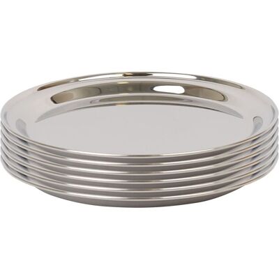 Argon Tableware 25.5cm Stainless Steel Serving Platter - Chrome Dinner Tray - Set of 6 in Silver Silver Argon Tableware 25.5cm Stainless Steel Serving Platter - Chrome Dinner Tray - Set of 6 in Silver Silver
