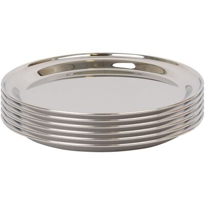 Argon Tableware 35.5cm Stainless Steel Serving Platter - Chrome Dinner Tray - Set of 6 in Silver Silver Argon Tableware 35.5cm Stainless Steel Serving Platter - Chrome Dinner Tray - Set of 6 in Silver Silver
