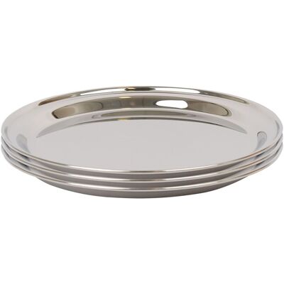 Argon Tableware 30cm Stainless Steel Serving Platter - Chrome Dinner Tray - Set of 3 in Silver Silver Argon Tableware 30cm Stainless Steel Serving Platter - Chrome Dinner Tray - Set of 3 in Silver Silver