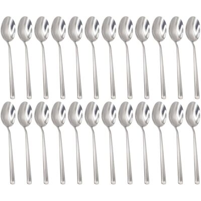 Argon Tableware Tondo Stainless Steel Dessert Spoons - 21cm - Pack of 24 in Silver Silver Argon Tableware Tondo Stainless Steel Dessert Spoons - 21cm - Pack of 24 in Silver Silver