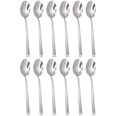 Argon Tableware Tondo Stainless Steel Dessert Spoons - 21cm - Pack of 12 in Silver Silver Argon Tableware Tondo Stainless Steel Dessert Spoons - 21cm - Pack of 12 in Silver Silver
