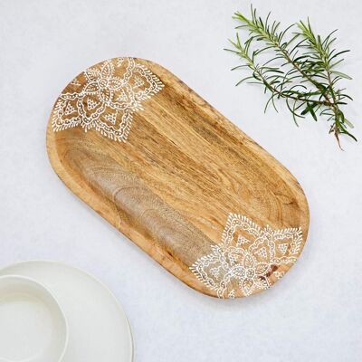Paper High Floral Mango Wood Decorative Tray in Brown Brown Paper High Floral Mango Wood Decorative Tray in Brown Brown