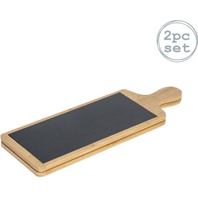 Argon Tableware 2x Bamboo Serving Paddles - 44.5 x 14.5cm - Slate Serving Platter Board in Grey Size: 44.5 x 14.5 cm Grey 44.5 x 14.5 cm Argon Tableware 2x Bamboo Serving Paddles - 44.5 x 14.5cm - Slate Serving Platter Board in Grey Size: 44.5 x 14.5 cm Grey 44.5 x 14.5 cm