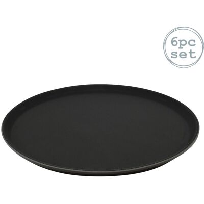 Argon Tableware Round Non-Slip Serving Trays 28cm Pack of 6 in Black Black Argon Tableware Round Non-Slip Serving Trays 28cm Pack of 6 in Black Black