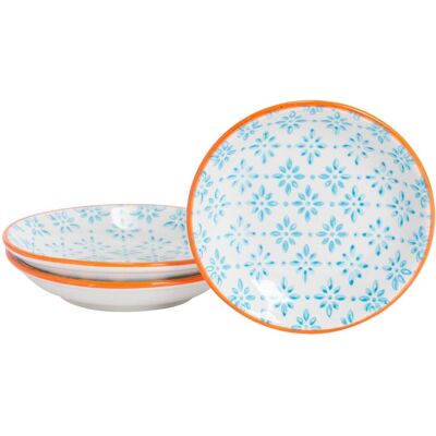 Nicola Spring Hand-Printed Sauce Dishes - 10cm - Pack of 3 in Blue Blue Nicola Spring Hand-Printed Sauce Dishes - 10cm - Pack of 3 in Blue Blue