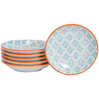 Nicola Spring Hand-Printed Sauce Dishes - 10cm - Pack of 6 in Blue Blue Nicola Spring Hand-Printed Sauce Dishes - 10cm - Pack of 6 in Blue Blue