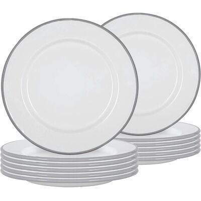 Argon Tableware 12x Enamel Dinner Plates 25.5 cm Gray Argon Tableware 12x Enamel Dinner Plates 25.5 cm Gray