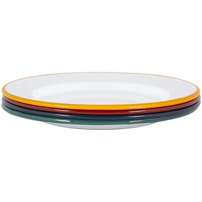 Argon Tableware 25.5cm White Enamel Dinner Plates Set - 4 Colours Multicolor Argon Tableware 25.5cm White Enamel Dinner Plates Set - 4 Colours Multicolor