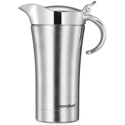 VonShef Men's Gravy Boat Serving Jug, 1L Sauce Pot with Hinged Lid & Anti-Drip Spout in Metallic Silver Size: 1000ml Metallic Silver 1000ml VonShef Men's Gravy Boat Serving Jug, 1L Sauce Pot with Hinged Lid & Anti-Drip Spout in Metallic Silver Size: 1000ml Metallic Silver 1000ml
