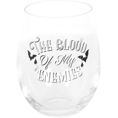KDMD Blood Of My Enemies Stemless Wine Glass in White White KDMD Blood Of My Enemies Stemless Wine Glass in White White