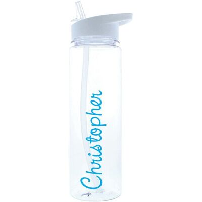 Personalised Memento Company Men's Personalised Blue Name Water Bottle in Clear Clear Personalised Memento Company Men's Personalised Blue Name Water Bottle in Clear Clear