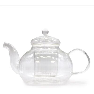 KDMD Glass Infuser Teapot - Round Pearl - 800ml in White White KDMD Glass Infuser Teapot - Round Pearl - 800ml in White White