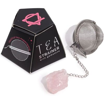 KDMD Raw Crystal Gemstone Tea Strainer - Rose Quartz in Pink Pink KDMD Raw Crystal Gemstone Tea Strainer - Rose Quartz in Pink Pink