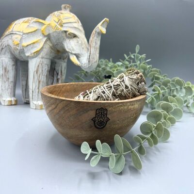 KDMD Wooden Smudge & Ritual Offerings Bowl - Hamsa - 13x7cm in Brown Size: 13x7 cm Brown 13x7 cm KDMD Wooden Smudge & Ritual Offerings Bowl - Hamsa - 13x7cm in Brown Size: 13x7 cm Brown 13x7 cm