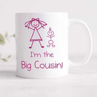 60 SECOND MAKEOVER Women's I'm The Big Cousin Girls Mug in White White 60 SECOND MAKEOVER Women's I'm The Big Cousin Girls Mug in White White