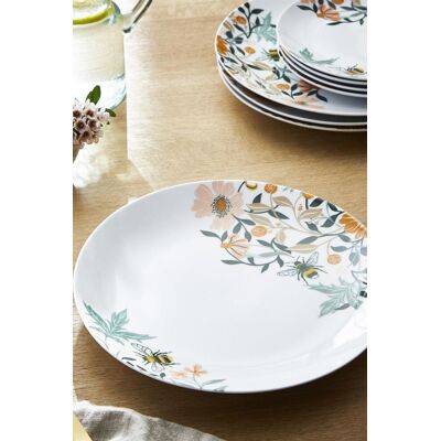 Ulster Weavers 'Bee Bloom' Animal Print Porcelain Dinner Plate in White White Ulster Weavers 'Bee Bloom' Animal Print Porcelain Dinner Plate in White White