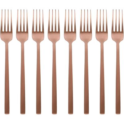 Argon Tableware Stainless Steel Dinner Forks - 19.5cm - Pack of 8 in Copper Copper Argon Tableware Stainless Steel Dinner Forks - 19.5cm - Pack of 8 in Copper Copper