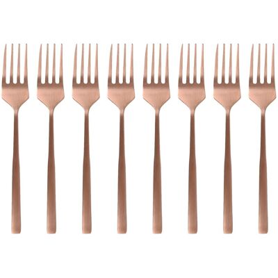 Argon Tableware Stainless Steel Cake Forks - 15cm - Pack of 8 in Copper Copper Argon Tableware Stainless Steel Cake Forks - 15cm - Pack of 8 in Copper Copper