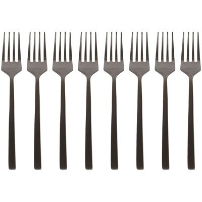 Argon Tableware Stainless Steel Cake Forks - 15cm - Pack of 8 in Black Black Argon Tableware Stainless Steel Cake Forks - 15cm - Pack of 8 in Black Black