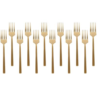 Argon Tableware Stainless Steel Cake Forks - 15cm - Pack of 12 in Gold Gold Argon Tableware Stainless Steel Cake Forks - 15cm - Pack of 12 in Gold Gold