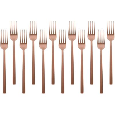 Argon Tableware Stainless Steel Dinner Forks - 19.5cm - Pack of 12 in Copper Copper Argon Tableware Stainless Steel Dinner Forks - 19.5cm - Pack of 12 in Copper Copper