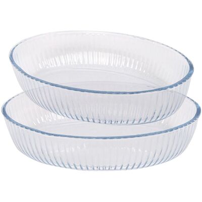 Argon Tableware Oval Glass Oven Dish Set - 2 Sizes - Optical Roasting Baking Tray in Clear Clear Argon Tableware Oval Glass Oven Dish Set - 2 Sizes - Optical Roasting Baking Tray in Clear Clear