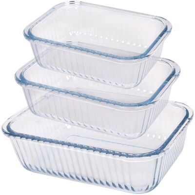 Argon Tableware Rectangular Glass Cake Dish Set - 3 Sizes - Optical Oven Baking Tray in Clear Clear Argon Tableware Rectangular Glass Cake Dish Set - 3 Sizes - Optical Oven Baking Tray in Clear Clear