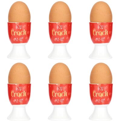 KitchenCraft Set Of 6 'You Crack Me Up' Egg Cups in Red Red KitchenCraft Set Of 6 'You Crack Me Up' Egg Cups in Red Red