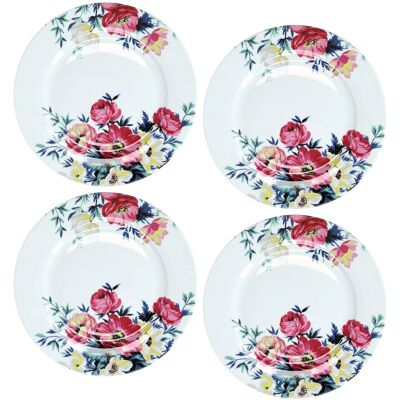 Mikasa Set of 4 Clovelly Porcelain 26cm Dinner Plates in Pink Pink Mikasa Set of 4 Clovelly Porcelain 26cm Dinner Plates in Pink Pink