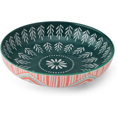 Mikasa Glazed Stoneware Coupe Pasta Bowl, Folk Pattern Design, 21cm Multicolor Mikasa Glazed Stoneware Coupe Pasta Bowl, Folk Pattern Design, 21cm Multicolor