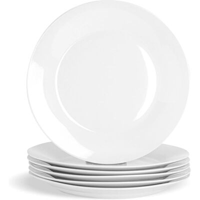 simpa 6PC Porcelain White Dinner Plate Set. 27cm Diameter White simpa 6PC Porcelain White Dinner Plate Set. 27cm Diameter White