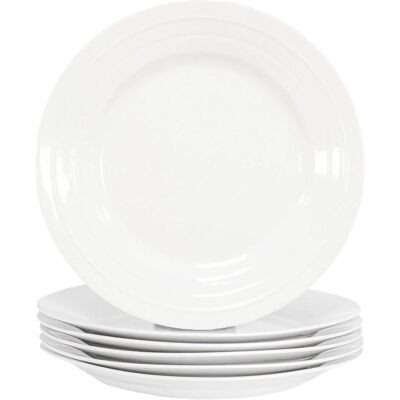 simpa 6PC Porcelain White Concave Dinner Plate Set. 27cm Diameter White simpa 6PC Porcelain White Concave Dinner Plate Set. 27cm Diameter White