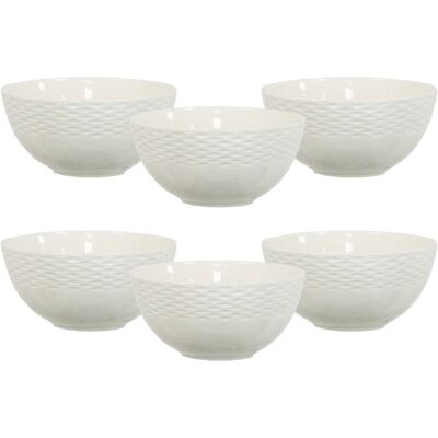 simpa 6PC Porcelain White Vintage Bowl Set. 15cm Diameter White simpa 6PC Porcelain White Vintage Bowl Set. 15cm Diameter White